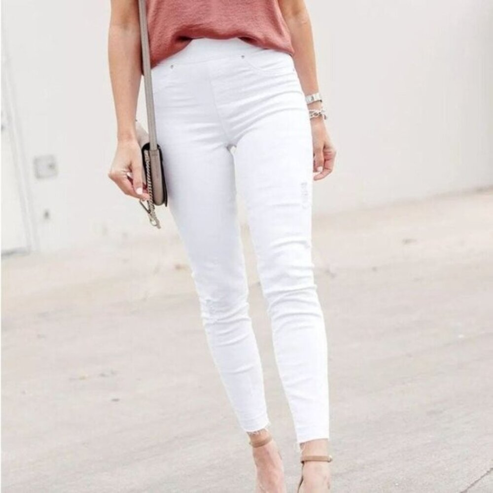 Spanx White Distressed Pull On Skinny Jean Women's Brand New Size Small